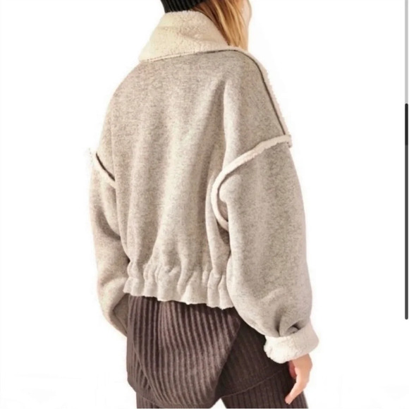 Free People Josephine Fleece Lined Jacket 
Grey/White Combo 
Size SMALL - Picture 3 of 9